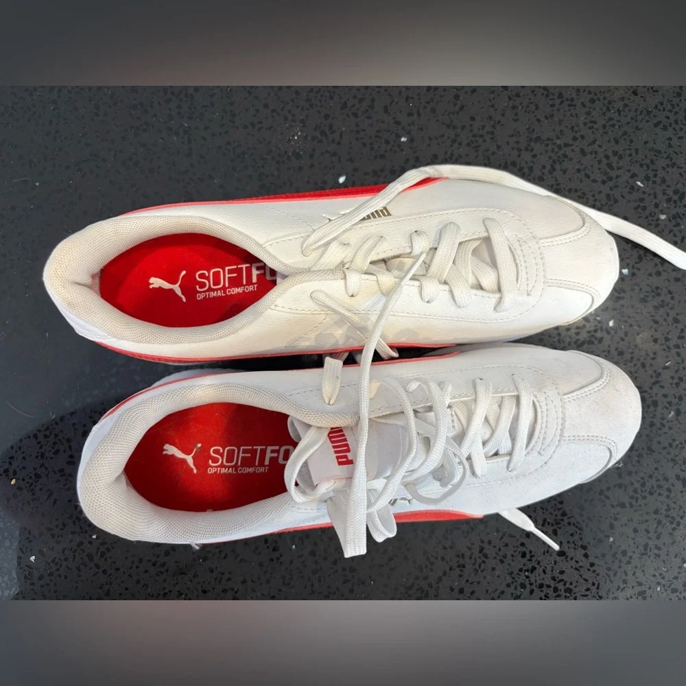 Puma Red and White Turino Women's Sneakers Size 10 - Picture 3 of 5